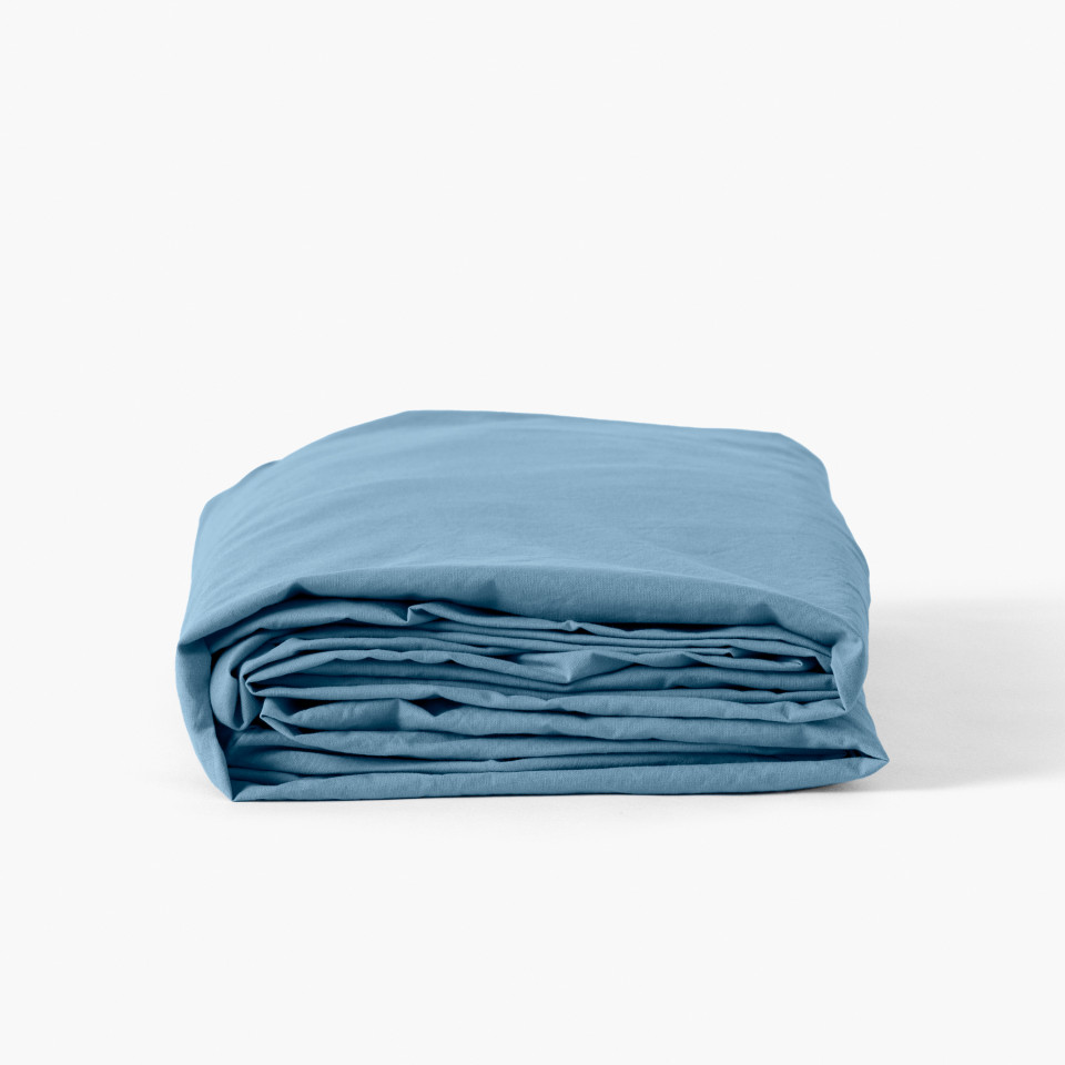 Drap housse 90x140 cm Bleu Jersey Coton Bio
