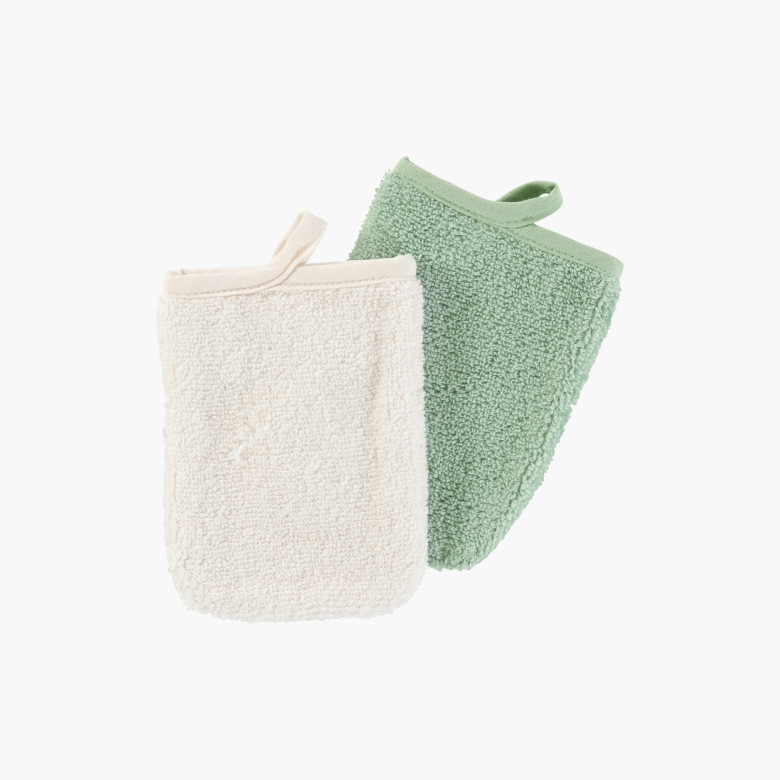 Gants de toilette coton bio Organic blanc Nydel - Blancollection