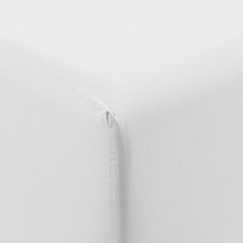 Drap housse imprimé 140x190 cm satin de coton SONGE blanc